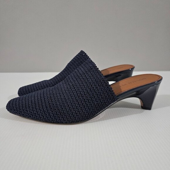 Donald Pliner Shoes - Donald Pliner Fenda Slip On Mule Kitten Heel Womens Navy Blue Knit Shoe Size 8